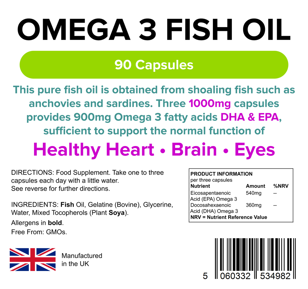 Omega 3 Fish Oil (30% DHA-EPA) Capsules 90 Capsules - Master Vaper