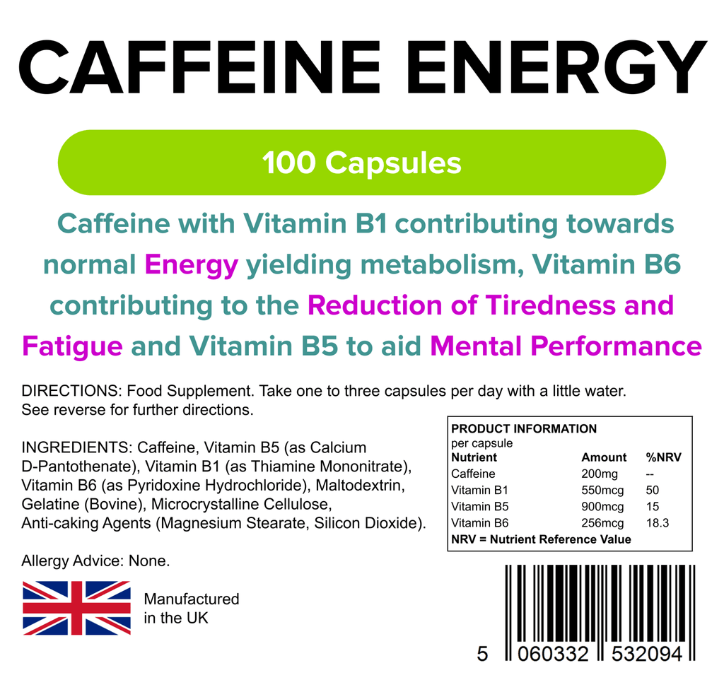 Caffeine Energy 200mg Capsules - Master Vaper