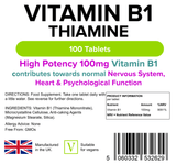 Vitamin B1 Thiamine 100mg Tablets 100 Tablets