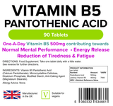 Vitamin B5 Pantothenic Acid 500mg Tablets 90 Tablets - Master Vaper